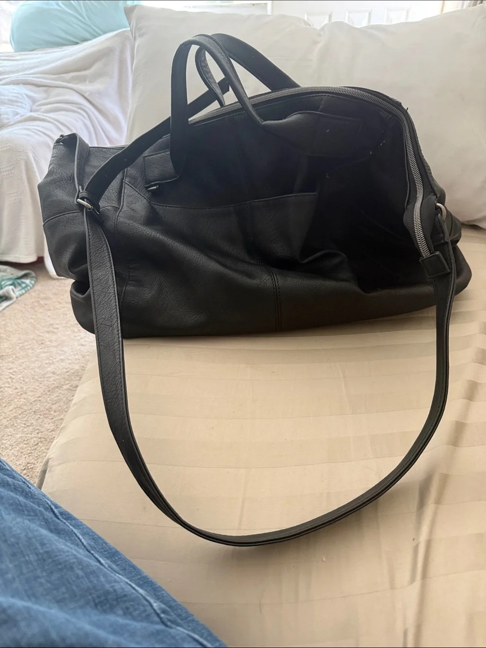 Black Leather Weekender Bag - Men/Woman